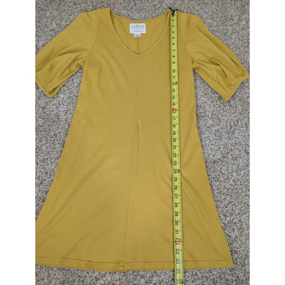 VELVET By Graham & Spencer Meghan Puff-Sleeve Mini Dress Butter Cup Small - Picture 8 of 14